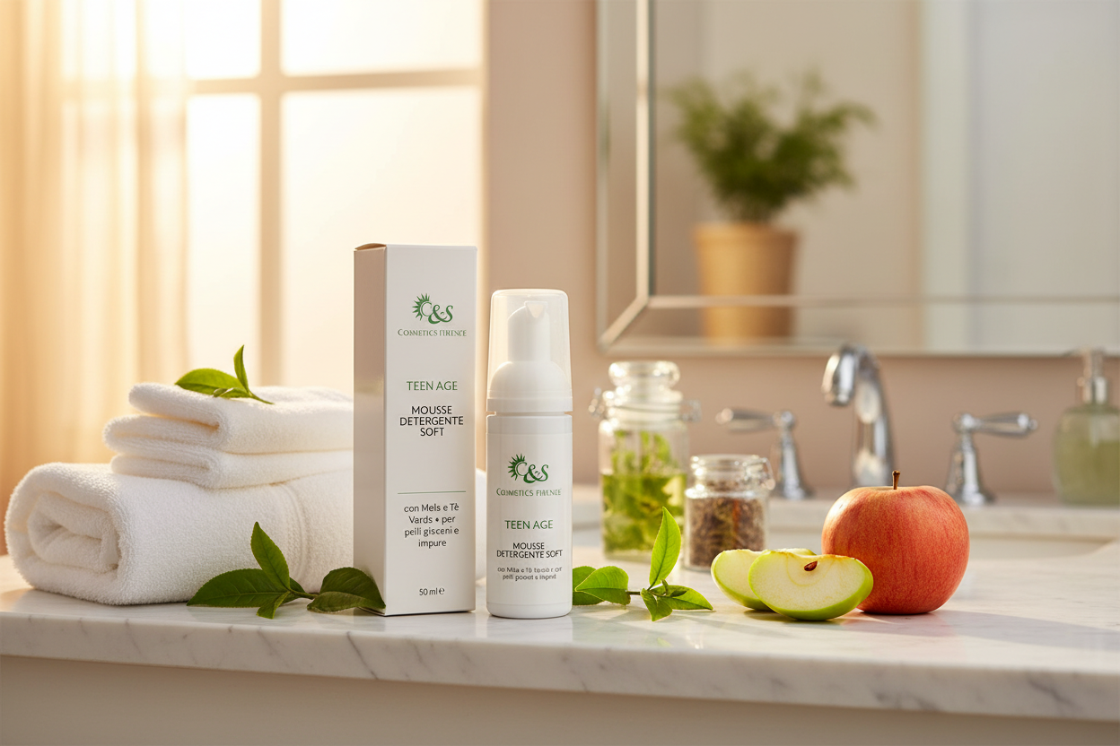 Teen Age Mousse Detergente Soft - Detergente Viso con Mela e Tè Verde